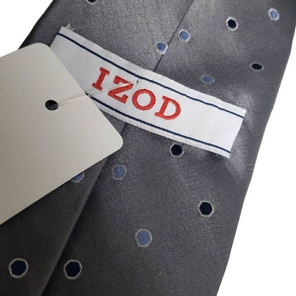 NWT IZOD Men's Gray Polka Dot Tie - Picture 2 of 7